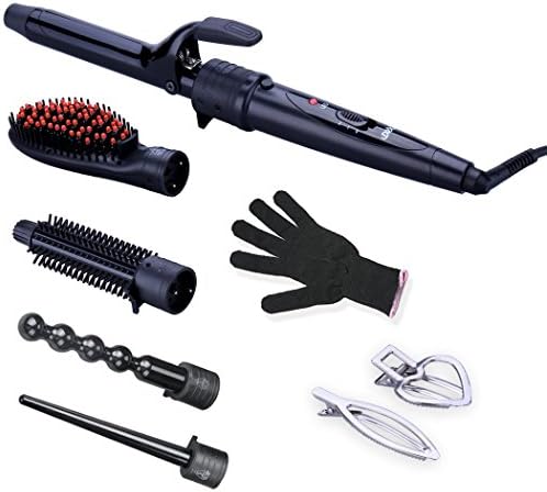 5 in 1 Ceramic Curling Iron Wand Set Curling Tongs Hair Tongs with 5 Interchangeable Barrels and Heat Resistant Glove