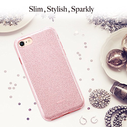 Funda iPhone 8   iPhone 7   Protecci  n a Bordes y C  mara  Compatible con Carga Inal  mbrica  ESR C  rcasa Blindada Brillante Suave TPU Exterior   Pl  stico Duro Interior para Apple iPhone 7  Nuevo iPhone 8 de 4 7  2017 -Oro Rosa