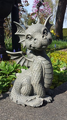 Drache sitzend / Gartendrache Gartenfigur Drachenmotiv Garten Figur Deko