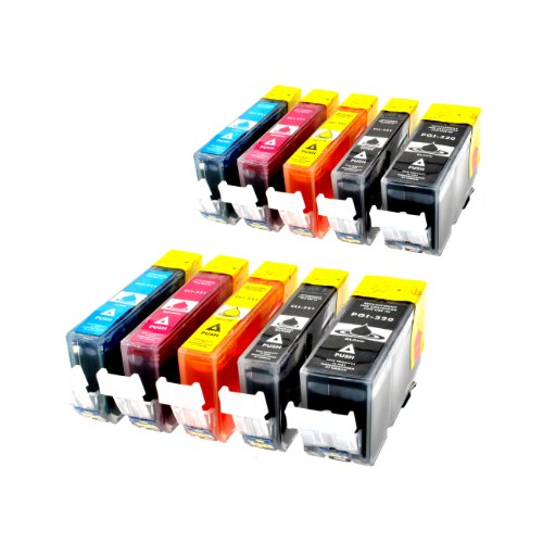 10er Set Druckerpatronen für Canon kompatibel zu PGI-520bk/ CLI-521bk/ CLI-521c/ CLI-521m/ CLI-521y