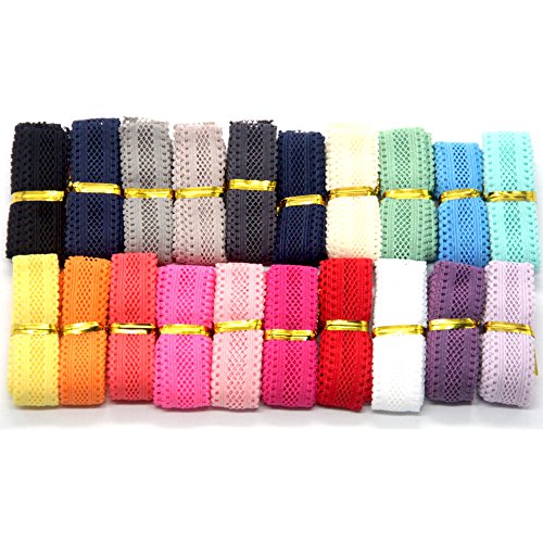 Ewparts 20 Yards * 15mm die Gummilitze Gummibänder Bunte Stretch Elastische Schnur Multifunktionsleiste für Mädchen Pferdeschwanzhalter Haar Krawatten Hairbands Nähmaterial - 4
