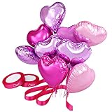 Globos corazon incluido 3 x globos corazon rosa, 3 x globos corazon rojo, 3 x globos corazon rosa claro, 3 x globos corazon púrpura