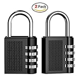 Combination Lock Security Padlock, Kungix Heavy Duty Padlocks 4 Digit Resettable Locker Code Lock, Black Pack of 2