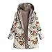 Produktbild Luckycat Damen Winter Warm Outwear Blumendruck Mit Kapuze Taschen Vintage Oversize Mäntel Jacken Mäntel Sweatjacke Winterjacke Fleecejacke Steppjacke