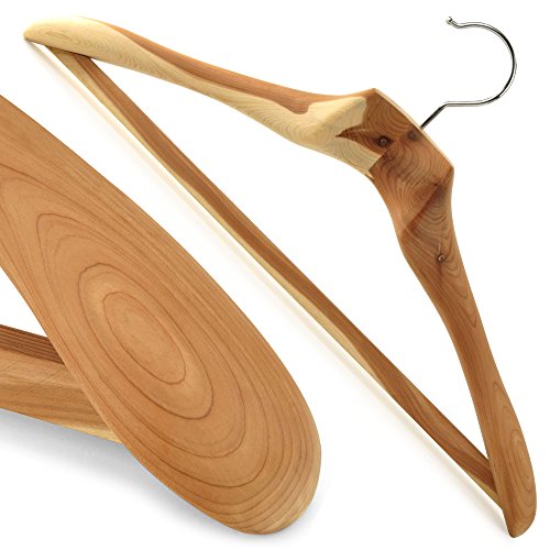 Kleiderbügel aus robustem Zedernholz mit Anti-Rutsch-Einlage auf dem Hosensteg – ca. 50 cm XL Hangerworld