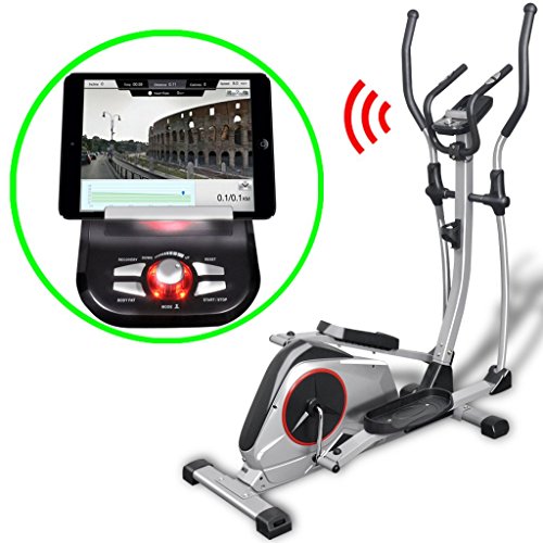 Preisvergleich Produktbild Festnight Heimtrainer Programmierbarer Ellipsentrainer Crosstrainer Schwungmasse 18kg Smart App LCD-Display