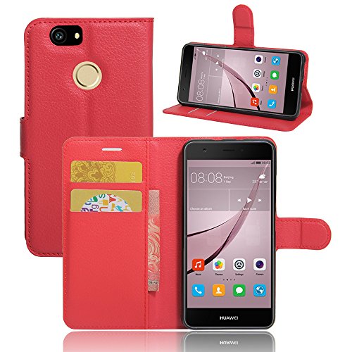 Huawei Nova Hülle,IVSO Hohe Qualität Case Folio Tasche Cover-mit Standfunction, ist für Huawei Nova Smartphone (5,0 Zoll) (Für Huawei Nova, Rot)