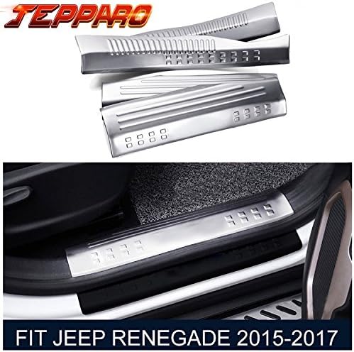 jepparo Stainless Steel Inner Side of the Threshold Before and After Coverage of the carpet automobie Rack silver