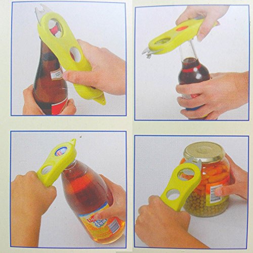 Eurosell – 4 in 1 Multi Öffner – Flaschenöffner für Wasserflaschen Bierflaschen Einmachgläser etc (Orange) Senioren - 2