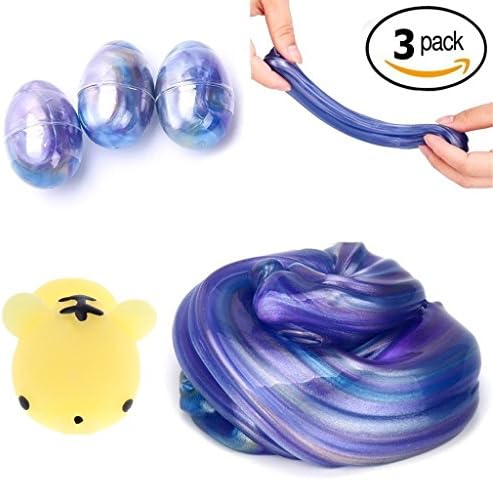 Myanburm 3 Pack Galaxy Soft Egg Slime Colorful Fluffy Slime Non Toxic Scented Stress Relief Toy Sludge Toys