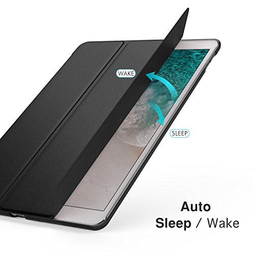 MoKo Hülle für iPad Pro 10.5 Zoll 2017 – PU Leder Tasche Schutzhülle Schale Smart Case mit Translucent Rücken Deckel, mit Auto Schlaf / Wach Funktion und Stanfunktion für Apple iPad Pro 10.5 Tablet, Schwarz - 4