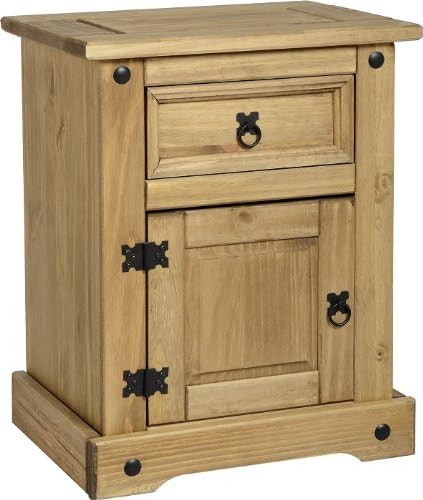Corona Bedside Cabinet 1 Drawer 1 Door In Distressed Waxed Pine
