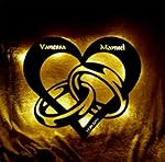 Schlafzimmer Lampe Schlummerlicht24 Nachtlicht "Herzringe", Geschenk mit Wunschnamen für den Freund oder die Freundin, ideal als Liebesbeweis zum Jahrestag oder zur Hochzeit, Handarbeit aus Holz - Ein Liebesbeweis der Extraklasse