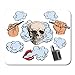 Produktbild HOTNING Gaming Mauspad Vaping Related Symbols Smoke Skull Vaporizer E Cigarette Sketch 11.8"x 9.8" Decor Office Nonslip Rubber Backing Mousepad Mouse Mat