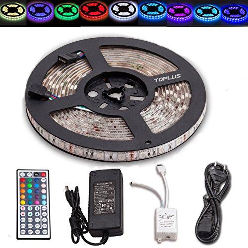 TOPLUS 5m Tira LED RGB 300 x 5050 SMD IP65 Impermeable y Adhesiva con Control Remoto IR de 44 Teclas