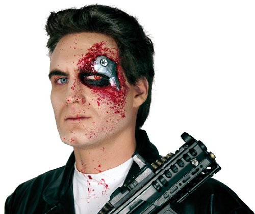 Latex Applikation Cyborg LED Blinkeffekt Halloween Karneval Fasching