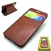 Produktbild Hoca Leder Buchetui Designer Crystal Serie Mit Ständerfunktion + Smart View Fenster Für Samsung Galaxy Alpha - Braun