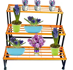 Truphe 3 Step Gardening Plant Stand, Gamla Stand, Flower Pot Stand (Orange)