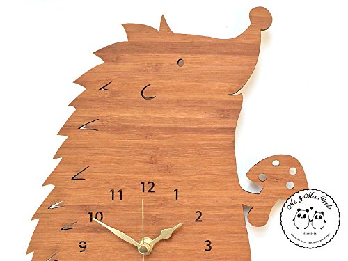 Mr. & Mrs. Panda Wanduhr Igel mit Pilz - 100% handmade aus Bambus - Igel, Fellnase, Stachelfreund, Winterschlaf, Winterruhe, Herbst, Pilz, Fliegenpilz, Pilzsuche, Pilze suchen Wanduhr, Uhr, Kinderuhr, Kinderzimmer, Wanddeko, Deko Igel, Fellnase, Stachelfreund, Winterschlaf, Winterruhe, Herbst, Pilz, Fliegenpilz, Pilzsuche, Pilze suchen