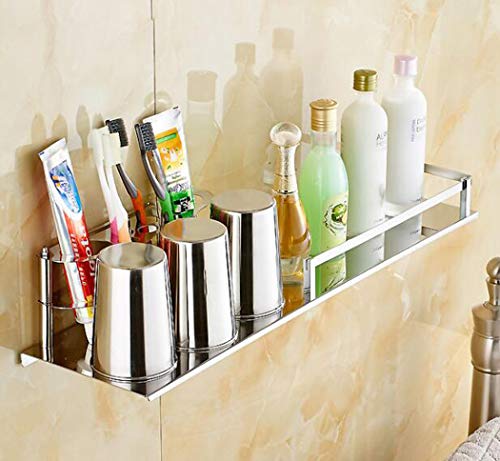 Preisvergleich Produktbild HAOCHIDIAN Edelstahl Haartrockner Halter Multifunktions Wandhalterung Haarglätter Kamm Ablageboden mit 3 Tasse für Badezimmer Waschraum Punch Installation