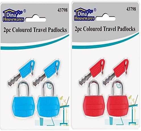 2 SMALL TRAVEL PADLOCKS +KEYS 30mm Rucksack Flight Bag Suitcase Luggage Lock (AVAILABLE IN RED OR BLUE COLOUR)