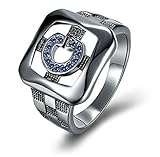 Adisaer Ringe Edelstahl Ringe Edelstahl Gold Titanring Edelstahl Damen Ring 14K Vergoldet Schwarz Platz Hohl Kristall G Blau Größe 52 (16.6) Verlobung Süß Ring Für Tochter