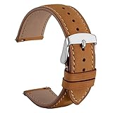 【Alta calidad】Crazy-Horse cuero, correa de cuero genuino de alta calidad, cómodo y suave, hecha a mano y con hebilla de acero inoxidable pulido, las puntadas y las marcas están hechos muy bien, muy resistente y duradero