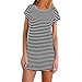 Produktbild Kleid Damen,Binggong Neue Frauen Rundhalsausschnitt Kurzarm Striped Loose T-Shirt Minikleid Populäre Reizvoller Strandkleid Sommerkleider Strandkleider Weiß (S, Schwarz)