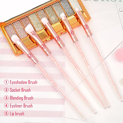 Make Up Pinsel Set, Becoyou 5 Stück Professionelle Augenpinsel Schmink Pinsel Set Augenbrauen Lidschatten Eyeliner Kosmetik Pinsel (Rosa) - 5