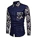 Produktbild Tomatoa Herren Casual Langarmhemd Business Slim Fit Shirt Druck Bluse Top Longsleeve Herren Langarmshirt Herren Slim Fit Poloshirt Herren Button-Down Tunika (4XL, Marine)