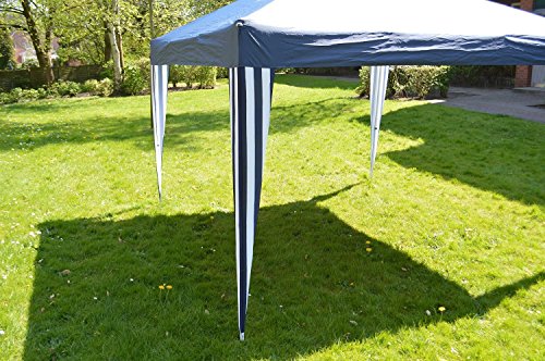 Pavillon blau/weiß aus Aluminium, 300x300x260cm, Faltpavillon einsetzbar als Gartenpavillon, Party- und Festzelt, Camping- und Festival-Zelt, Gartenmöbel - 4