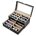 Produktbild Brille Organizer Vitrine Damen Leder Multi-Funktions-Sonnenbrille Aufbewahrungstasche, mehrere Gläser Glas Vitrine, Sonnenbrille Collection Box, stapelbar Veranstalter Halter für Objektive, klar Brill
