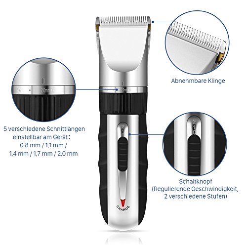 GHB Herren Kinder Elektrischer Profi Haarschneider Set Netz und Akkubetrieb Haarschneidemaschine mit 4 Aufsätzen Bartschneider Haartrimmer ideal für Friseur Salon oder Privaten Gebrauch - 3