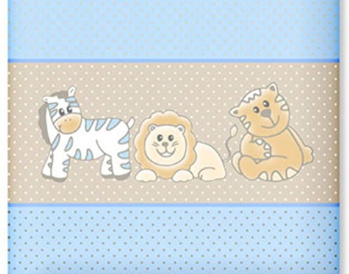 Aminata Kids Bettwäsche Kinder 100 x 135 Jungen Mädchen Baumwolle Tiere Wildetiere Zootiere Zebra Löwe Tiger Kinderbettwäsche Babybettwäsche hellblau Babyblau blau Zoo Kinderbett Babybett - 3