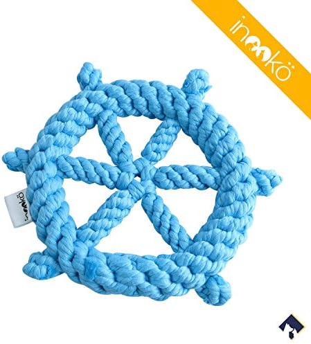 inooko - Boat Helm Rope Toy, 17 cm, for Dogs - Blue