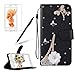 Produktbild Girlyard für iPhone X Diamant Turm Schmetterling Blume Lederhülle, Bling Glitzer DIY Crystal Schutzhülle Luxus Premium PU Flip Case mit Lanyard Strap Standfunktion Kartenfach Magnetverschluss Etui für Apple iPhone X