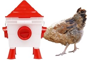 Easy Media mangiatoia per galline, polli, da 5KG, automatica, antispreco, antipioggia, antitopo, con 4 porte di alimentazione, con piedini o da appendere