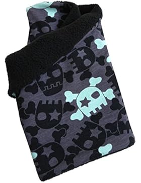 WOLLHUHN Warmes Halstuch, Schlupfschal schwarz-mint mit coolen Skulls für Mädchen und Jungen, Innenseite aus Fleece...