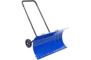 Pelle à Neige à Roues pour l'entrée, pelles métalliques Robustes à Hauteur et Angle réglables pour Le déneigement, Pousse-Neige à Roues avec Grande Plaque, Outil de déneigement Efficace pour l'entrée