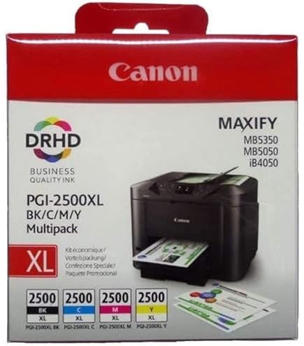 Pack 4 Cartouches D'encre Compatibles MAXIFY IB4050 MB5050 MB5350 Etc. | PGI-2500 Avec Puce ARC | Haut Volume (Noir 110ML, Couleurs 50ML)