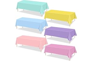 QUERICKY 6 Pack Pastel Tablecloths, 220x130cm Ice Cream Colorful Rectangle Table Covers, Pastel Rainbow Mix Color Decorations for Birthday, Rainbow Party, Ice Cream Themed Party, Baby Shower