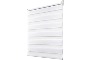 ‎DESWELL Deswell Doppelrollo Klemmfix ohne Bohren Weiß B90 x H120 cm (Stoffbreite 86cm) Rollos für Fenster ohne Bohren für Fenster mit Lichtdurchlässig & Verdunkelnd/Höhe Stufenlos Verstellbar