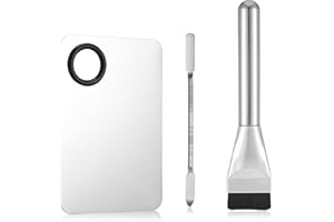 Ouligay Ultra Thin Make Up Foundation Pinsel, Make Up Mischpalette mit Spatel, Edelstahl Foundation Palette für Kosmetika Mischen, Foundation Brush Flach Beauty Geschenke für Frauen Mädchen