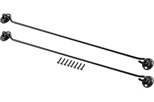 MGOODOO 16 Inch-400mm Cabin Hook and Eye Latch Lock Shed Gate Door Catch Silent Holder Stainless Steel Black 2Pcs