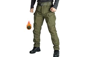 WINKEEY Pantalon de Travail Homme Pantalon Tactique Doublé en Polaire Softshell Imperméable Coupe-Vent