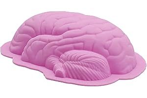 CREATE BEAUTY0 Brain Pudding Silicone Mould Cake Pan Baking Mold Kitchen Baking Decoration Tool Human Brain Shape Pan Silicone Mould Halloween Cake Pudding Jelly 3D Brain Fondant Cake Chocolate