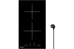 Gudsunal Plaque Induction 2 Feux Encastrable, 3600 W, Chauffage à Basse Puissance, Boost, 9 Niveaux de Puissance, Minuterie, Arrêt Auto, Verrou de Sécurité Enfant, Détecteur de Casserole