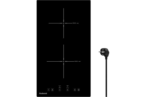 Gudsunal Plaque Induction 2 Feux Encastrable, 3600 W, Chauffage à Basse Puissance, Boost, 9 Niveaux de Puissance, Minuterie, Arrêt Auto, Verrou de Sécurité Enfant, Détecteur de Casserole