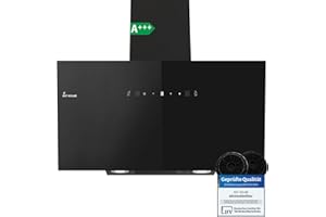 KKT KOLBE Dunstabzugshaube 90cm | Umluft Abluft | 782cbm/h | Wandhauben Kopffrei | Schwarz | Glas | Gestensteuerung | SensorTouch Bedienung | LED-Beleuchtung | TRIO9025S