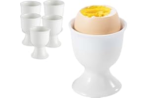 GANILITY Portauovo in Porcellana, Set di 6 Portauovo in Porcellana Bianca, Portauovo Classico in Porcellana Bianca, 7 x 5,2 cm in Porcellana Bianca, Uova Sode e Alla Coque per Buffet o Colazioni in Famiglia